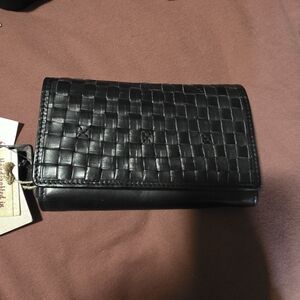Black Woven Leather Wallet